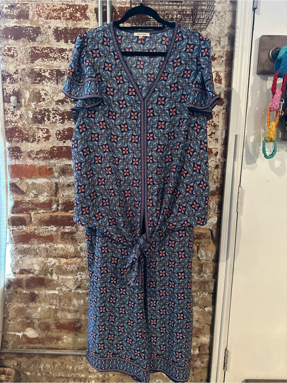 Max Studio Tie Waist Top with Wide Leg Pants (includes top & bottom!!)